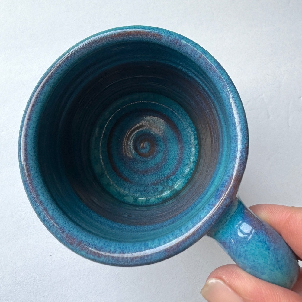Handmade Mug Pottery Artisan Art Mug Blue Glazed Signed by Artist - Picture 3 of 7